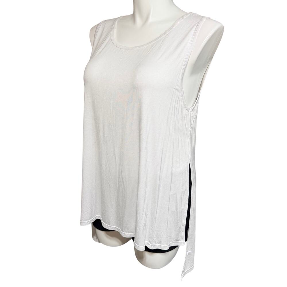 Zyia Womens Finesse Athletic Tank Top Shirt Split Side Seams Workout White XXL
